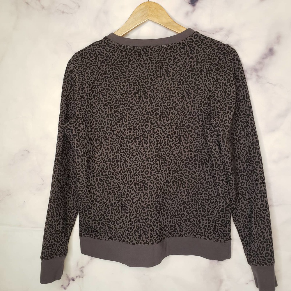 J.Crew Factory Gray Leopard Print Cotton Terry Sw… - image 5